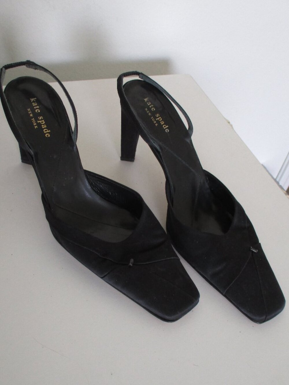 Kate Spade NY Skylar Womens Italian Black Satin Slingback Dressy Pump - Size 10M
